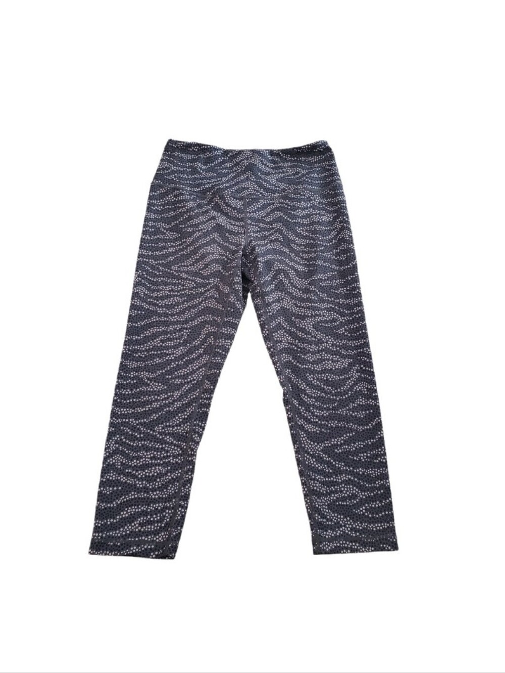 Zella Blue Zebra Dot Pattern High Rise Crop Leggings Medium
